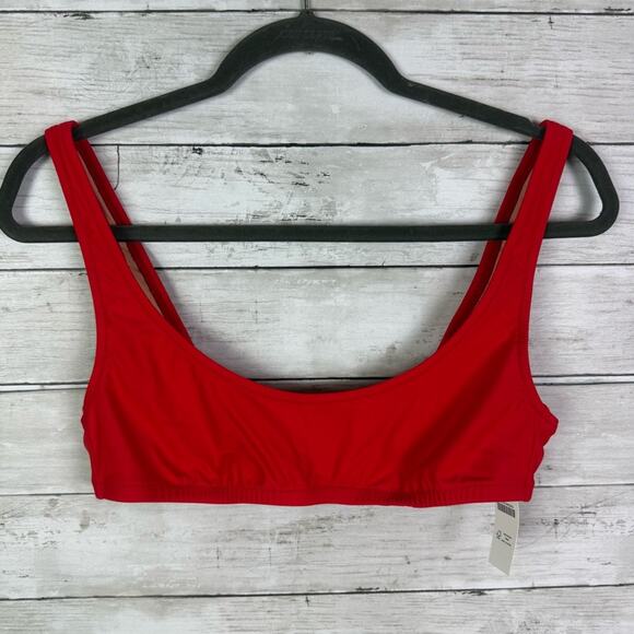 J Crew Heritage Scoop Neck Bikini Top Blue Size Medium - Picture 1 of 5